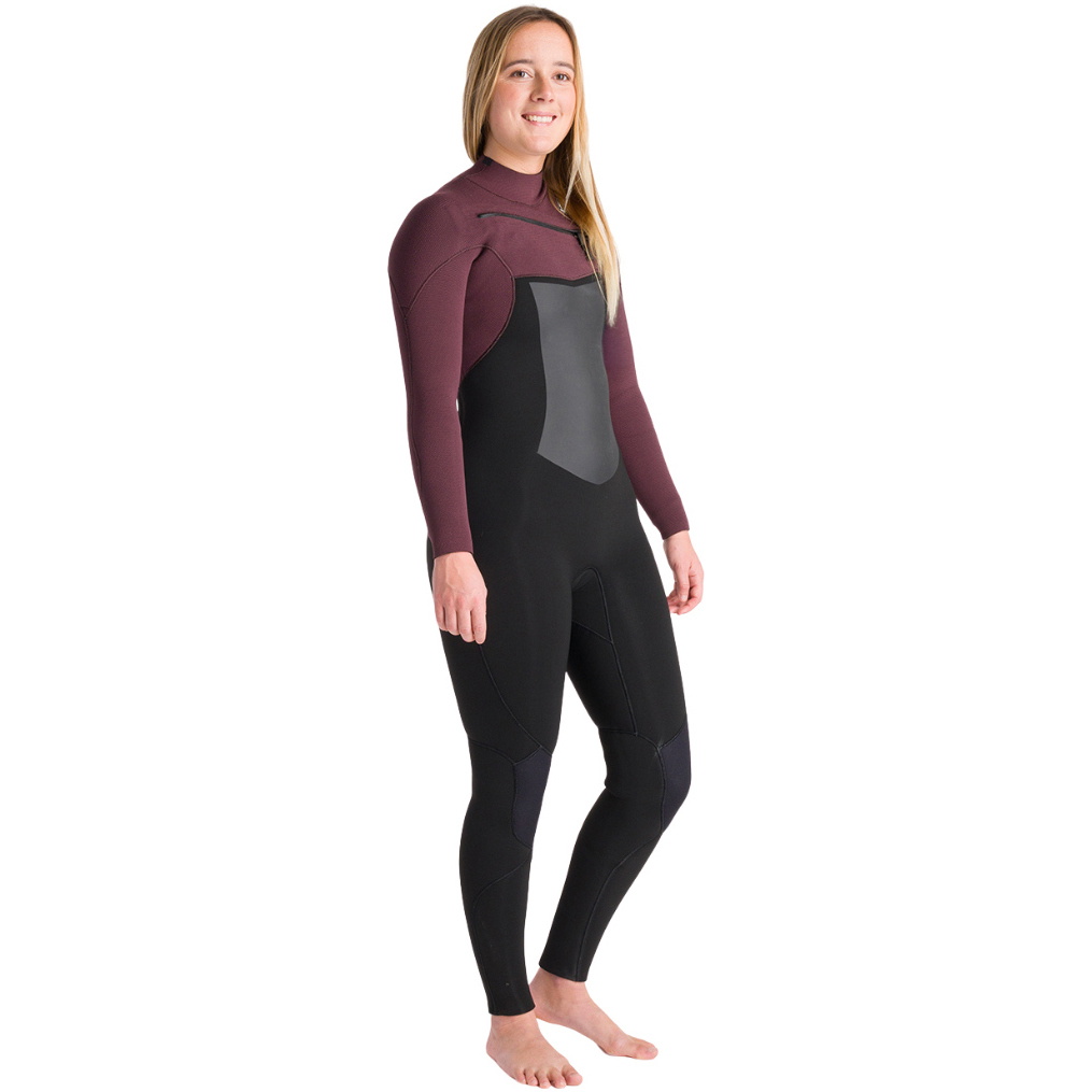 2025 C-Skins Womens Nuwave Rewired 5/4mm Chest Zip Wetsuit C-NRW54WCZ - Raven Black / Rust X / Coral
